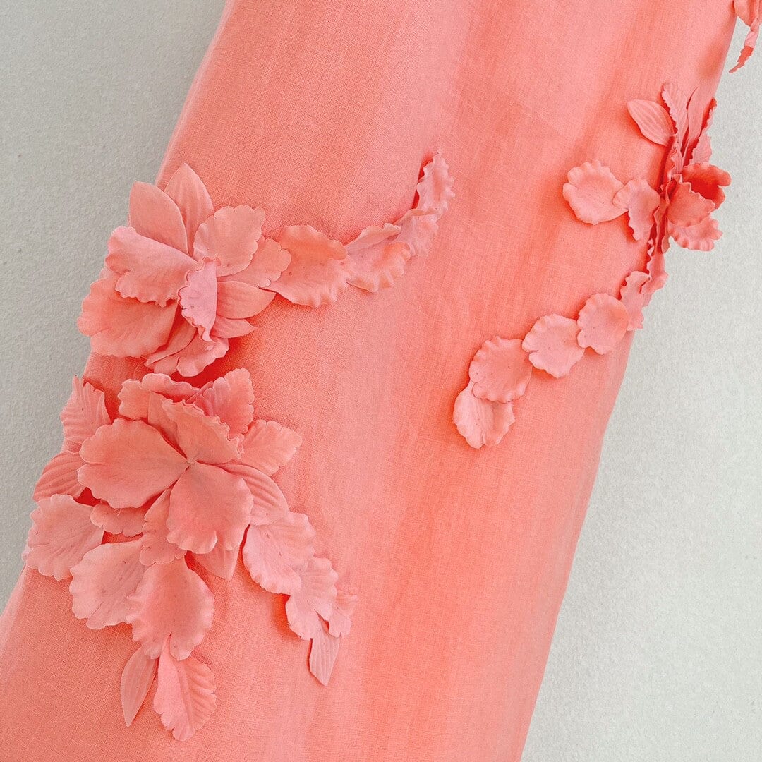 High Tide Floral Linen Midi-Dress