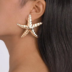 Starfish Earrings In Beige