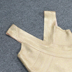 Gold FOILInG Strappy V Neck Mini Dress