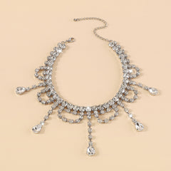 Silver Rhinestone Tassel Claw Chain
