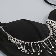 Black Crystal Strappy Bodycon Two Pieces