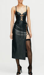 MADDIE LeaTher Lace UP Set