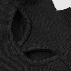 Black Backless Halter Hollow Out Maxi Bandage Dress