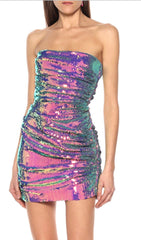 Sequin Off Shoulder Mini Dress In Purple