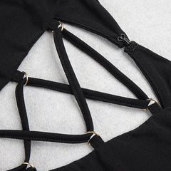 Long Sleeve Hollow Lace UP Mini Dress