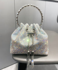 Crystal EmbelliShed BUCKET Bag In Silver