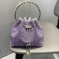Crystal EmbelliShed BUCKET Bag In Purple