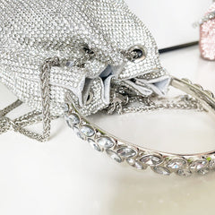 Crystal EmbelliShed BUCKET Bag In Silver