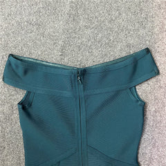 Green Off Shoulder Midi Bandage Dress