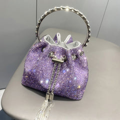 Crystal EmbelliShed BUCKET Bag In Purple