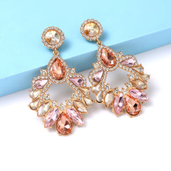 Pink Crystal CHAndELIER Drop Earrings