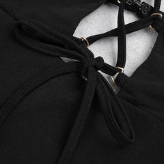 Long Sleeve Hollow Lace UP Mini Dress