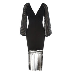 Hermione Tassel Midi Bandage Dress