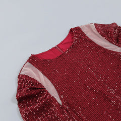 Red Long Sleeve Sequin Mini Dress