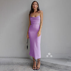 Purple Satin Maxi Dress
