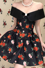 Black Floral Mini Dress