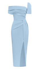 One Shoulder Bandage Maxi Dress In Light Blue
