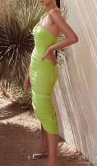 One Shoulder Maxi Dress In Green