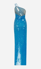 One Shoulder Sequin Maxi Dress