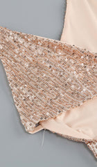 One Sleeve Sequins Mini Dress In Gold