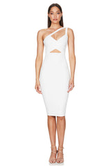 One Shoulder Cutout Bandage Midi Dress