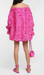 Sequin Off Shoulder Mini Dress In Red