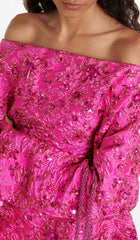 Sequin Off Shoulder Mini Dress In Red