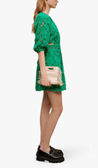 Paisley-Embroidered Mini Dress In Green