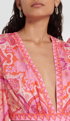 Paisley-Print Cut-Out Mini Dress In Pink
