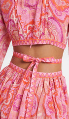 Paisley-Print Cut-Out Mini Dress In Pink