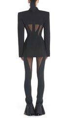 PANELED Perspective Jacket Suit In Black