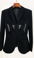 PANELED Perspective Jacket Suit In Black