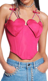 Patchwork Diamond Heart Set In Hot Pink