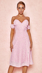 Pink Floral Strapless Midi Sundress-SALE