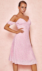 Pink Floral Strapless Midi Sundress-SALE