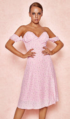 Pink Floral Strapless Midi Sundress-SALE
