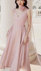 Pleated FlAre BOTTOMInG Midi Dress In Pink