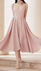 Pleated FlAre BOTTOMInG Midi Dress In Pink