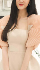 Pleated Shoulder Mini Dress In Pink