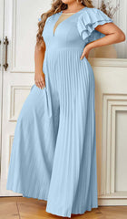 Plunge Plated Maxi Dress In Blue