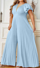 Plunge Plated Maxi Dress In Blue