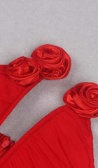 Plunging Halter Neckline Mini Dress In Red