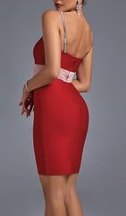 Red Strappy Sleeveless Hollow Out Mini Bandage Dress