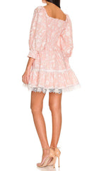 Puff Embroidered Midi Dress In White