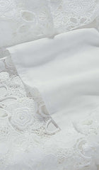 Puff Sleeve Lace Midi Dress In White