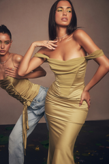 Silk-Satin Tunic Midi Dress