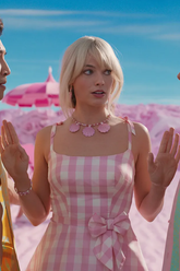 Barbie Movie Margot Pink Plaid Check Dress