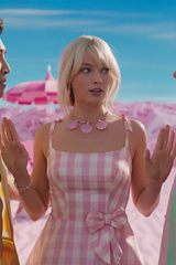 Barbie Movie Margot Pink Plaid Check Dress