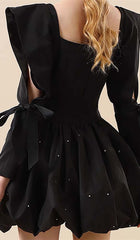 Rhinestone Hem Mini Dress In Black