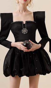 Rhinestone Hem Mini Dress In Black